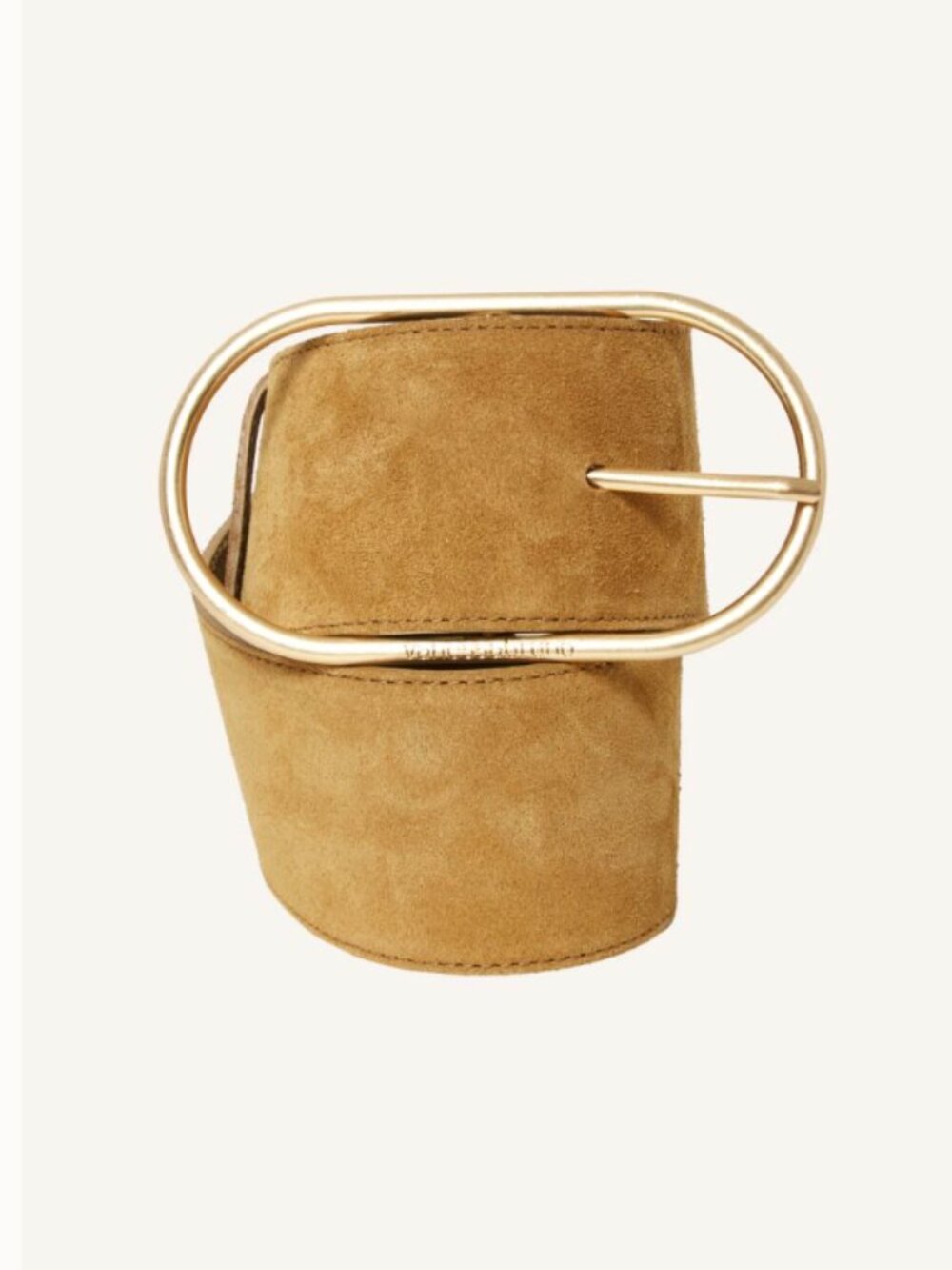 Vanessa Bruno Iris Wide Suede Leather Belt - 63mm - Tan - Size M/L
